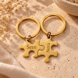 Sleutelhanger Set Puzzelstukjes met Namen goud
