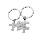 Sleutelhanger Set Puzzelstukjes met Namen zilver