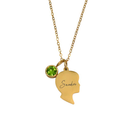 Geboorteketting Jongetje met Naam en Geboortesteen goud