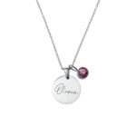 Geboortesteen Naam Ketting zilver
