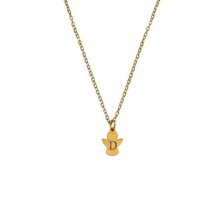 Ketting met Engel en Initiaal goud
