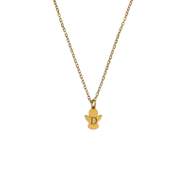 Ketting met Engel en Initiaal goud