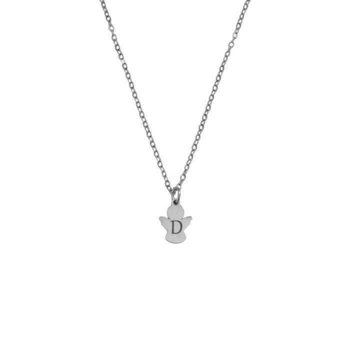 Ketting met Engel en Initiaal zilver