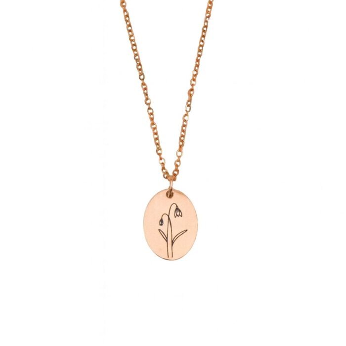 Ovale Geboortebloem Ketting rosé goud