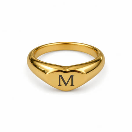Charlery Ring Hart met Initiaal goud