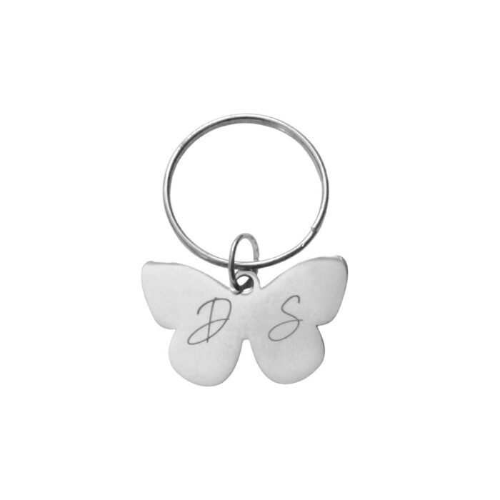 Sleutelhanger Vlinder Initialen zilver