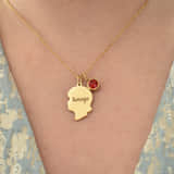 Geboorteketting Meisje met Naam en Geboortesteen vierkant