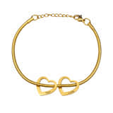 Charlery Bedelarmband met 2 Hartjes goud