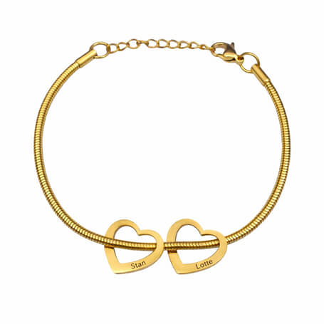 Charlery Bedelarmband met 2 Hartjes goud