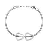 Charlery Bedelarmband met 2 Hartjes zilver