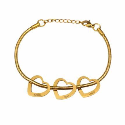 Charlery Bedelarmband met 3 Hartjes GOUD