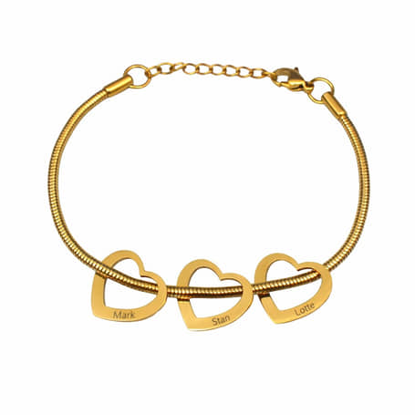 Charlery Bedelarmband met 3 Hartjes GOUD