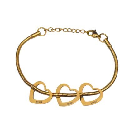 Charlery Bedelarmband met 3 Hartjes GOUD