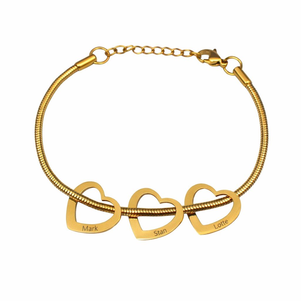 Charlery Bedelarmband met 3 Hartjes GOUD Charlery Bedelarmband met 3 Hartjes GOUD