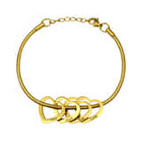 Charlery Bedelarmband met 4 Hartjes GOUD