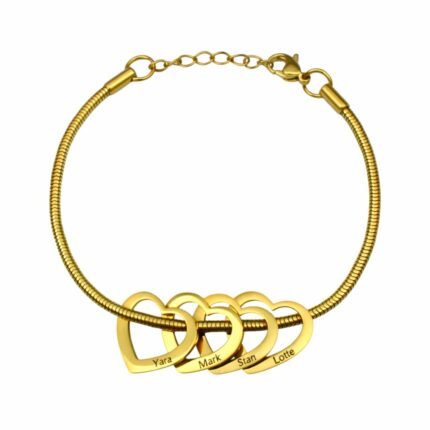 Charlery Bedelarmband met 4 Hartjes GOUD