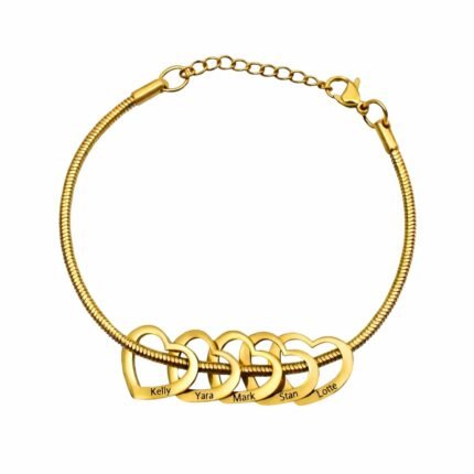 Charlery Bedelarmband met 5 Hartjes GOUD