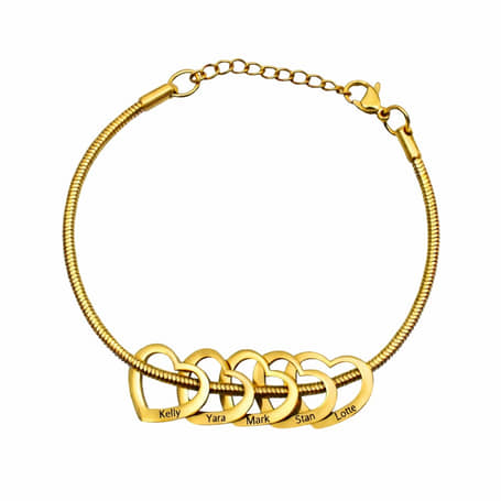Charlery Bedelarmband met 5 Hartjes GOUD