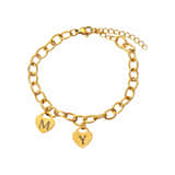 Schakelarmband Hart met 2 Initialen goud