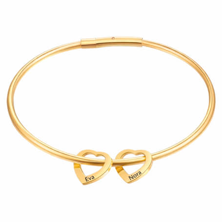 Charlery Bangle met 2 Hartjes - goud