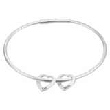 Charlery Bangle met 2 Hartjes - zilver