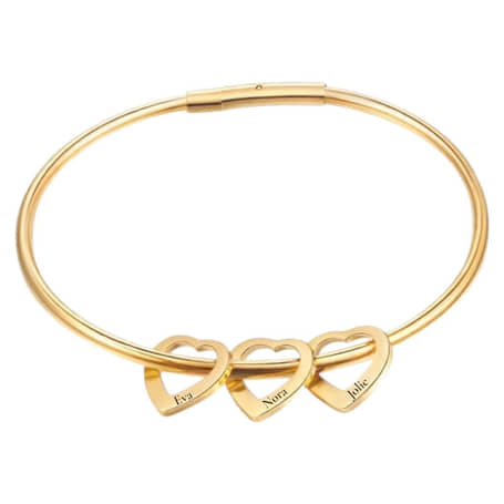 Charlery Bangle met 3 Hartjes - goud