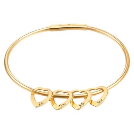Charlery Bangle met 4 Hartjes - goud