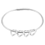 Charlery Bangle met 4 Hartjes - zilver