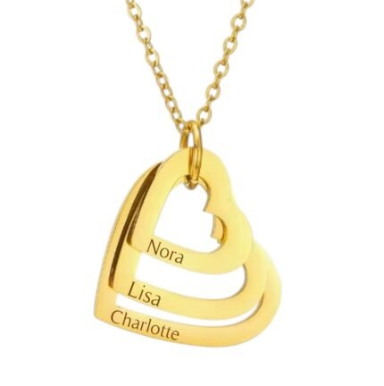 Charlery Ketting met 3 Hartjes - GOUD