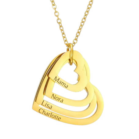 Charlery Ketting met 4 Hartjes - GOUD