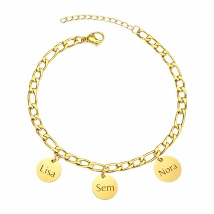 Charlery Schakelarmband met 3 Muntjes goud
