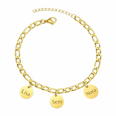 Charlery Schakelarmband met 3 Muntjes goud