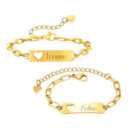 Charlery Moeder Dochter Schakelarmband met Naam goud