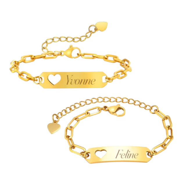 Charlery Moeder Dochter Schakelarmband met Naam goud