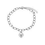 Schakelarmband Hart met 1 Initiaal zilver
