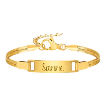 Charlery Baby en Kind Gladde Armband met gravering goud