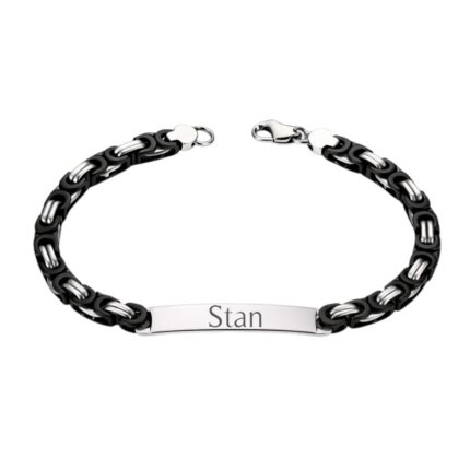 Heren Armband met Gravering Zwart