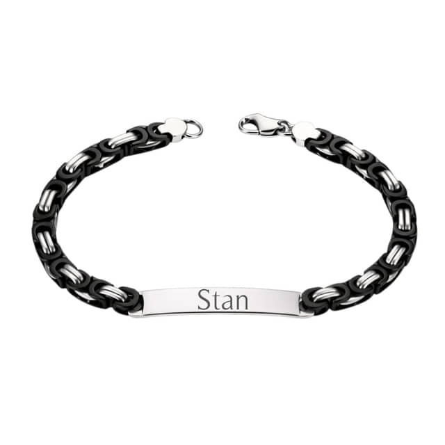 Heren Armband met Gravering Zwart