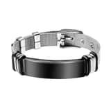 Heren Armband met Gravure zilver zwart