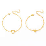 Moeder Dochter Armbanden Set met Hartje goud