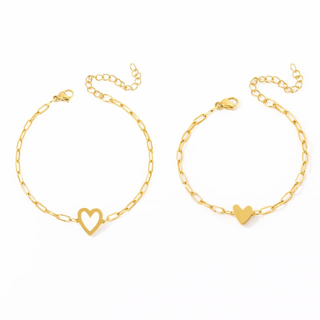 Moeder Dochter Armbanden Set met Hartje goud