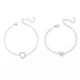 Moeder Dochter Armbanden Set met Hartje zilver