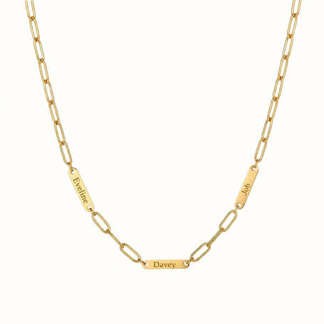 Charlery Schakelketting met 3 Namen goud