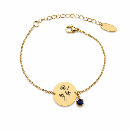 Charlery Geboortebloem Armband met Geboortesteen goud