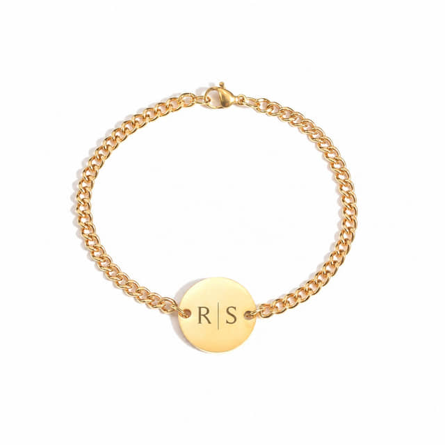 Charlery Heren Armband Munt met 2 Initialen goud