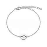 Charlery Minimalistische Initiaal Armband zilver