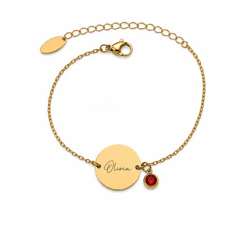 Charlery Armband met Naam en Geboortesteen goud