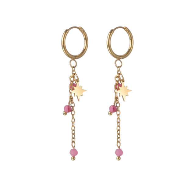 Oorbellen Sunset Star Roze