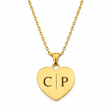 Charlery Hart Ketting met 2 Initialen goud