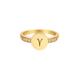 Charlery Ring Zirkonia met Initiaal goud
